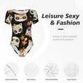 thumbnail image 6 of Naloa Cat Skulls and Flowers Women's Short-Sleeved Onesie, One-Piece Swimsuit for Parties, dates, clubs - Medium, 6 of 9