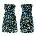 thumbnail image 6 of Summer Dresses for Women Floral Print Strapless Sleeveless Smocked Ruffle Tube Top Dresses Casual Loose Fit Summer Beach Sundress, 6 of 7