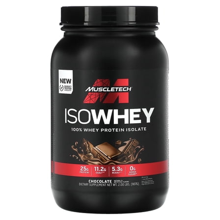 MuscleTech IsoWhey, 100% Whey Protein Isolate, Chocolate, 2 lbs (907 g)