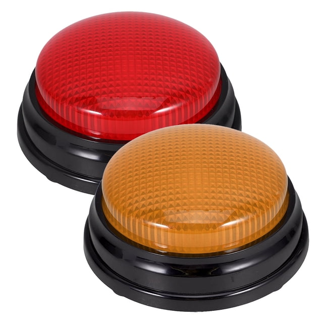KAKOWELY 2 piezas de timbre de juego de respuesta, botón de alarma de plástico con luz y sonido, divertido juego de preguntas y respuestas, concurso de fiestas, accesorios de botón de respuesta