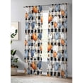 thumbnail image 4 of Thanksgiving Sheer Curtains 108 inches Long, Pumpkin Fall Sunflower Leaves Plaid Texture Light Filtering Sheer Window Curtains Rod Pocket Voile Drapes for Bedroom Living Room, 52"W x 108"L 2 Panels, 4 of 7