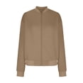 thumbnail image 4 of Zip Up Jacket for Women Lightweight Stand Collar Bomber with Pockets Long Sleeve Casual Loose Fall 2025 Trendy Outwear, 4 of 4