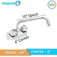 thumbnail image 2 of Wall Mount Kitchen Sink Faucet | 10" Swivel Spout | 4" Center | NSF | Commercial Kitchen Utility Laundry, 2 of 4