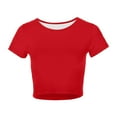 thumbnail image 4 of Ediodpoh Women's Casual Short Sleeve Crop T Shirt Round Neck Basic Solid Top for Spring Summer Everyday Wear Womens T Shirts Red L, 4 of 4
