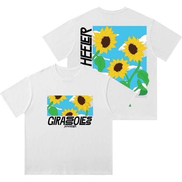 Jay Wheeler Dia Soleado Wash Camisetas Girasoles Verano Unisex Algodón Camiseta de manga corta,3,XL