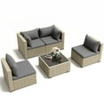 thumbnail image 3 of POTEBAN 5 Pieces Outdoor Patio Furniture Set, Outdoor Wicker Patio Conversation Set with Cushions for Backyard, Porch, Garden(Gray), 3 of 9
