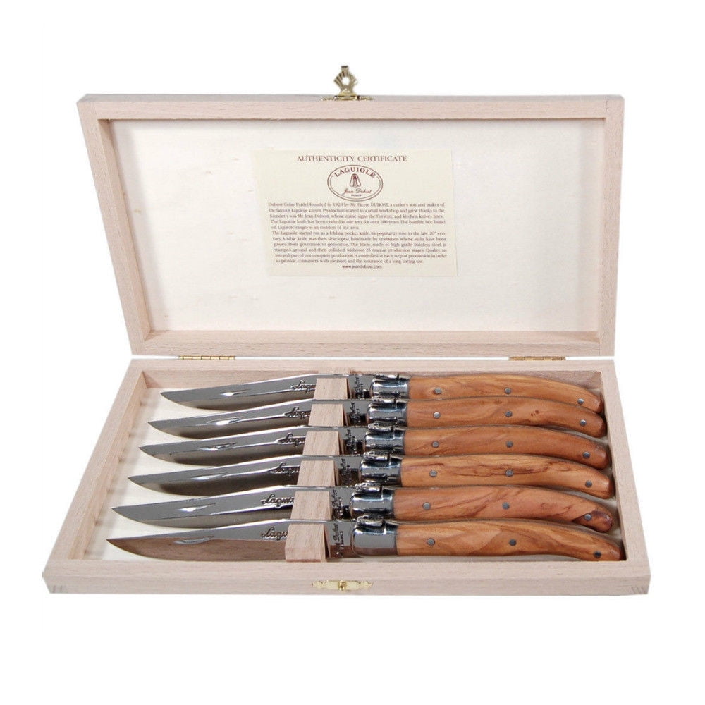 Laguiole Jean Dubost DeLuxe Table knives set of 6 - Olive Wood