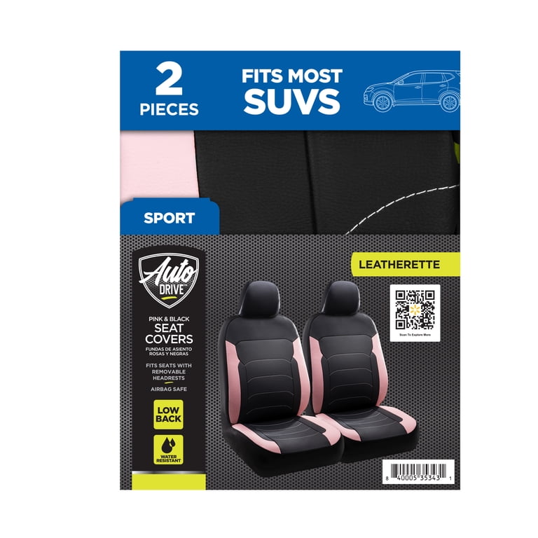 Faux Leather Seat Covers, Pink Black Two-Tone, 2-Piece photo 7