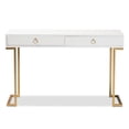 thumbnail image 3 of Baxton Studio Beagan White Finished Wood and Gold Metal 2-Drawer Console Table, 3 of 10