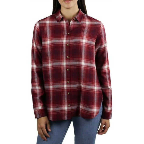 Jachs Girlfriend Women's Super Soft Feel Flannel Shirt (Red, Medium)