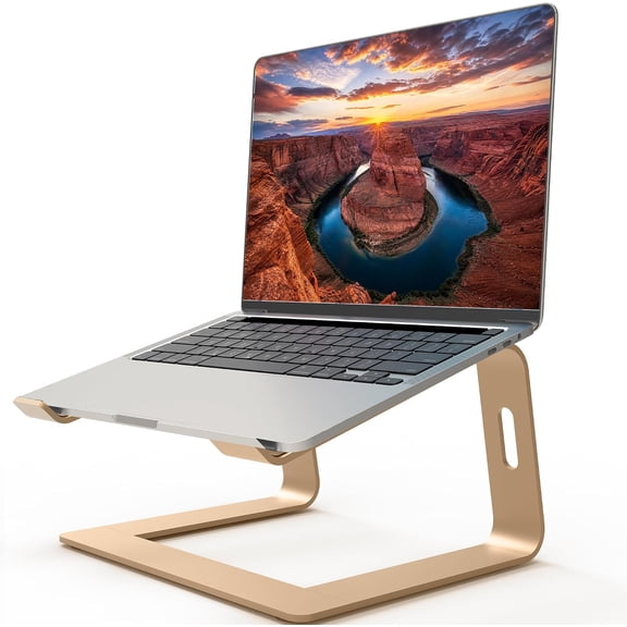 Ergonomic Laptop Stand, Aluminum Riser, 10-15.6", Gold