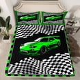 thumbnail image 2 of Homewish Racing Car Full Size Sheets 4-Piece for Female Men Adults,Geometric Plaid Buffalo Breathable Bed Sheets,Black White Green Lightweight Sheet Sets,Breathable Home Decor, 2 of 7