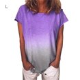 thumbnail image 1 of T-Shirt Femme Manches Courtes Col Rond Dégradé T-Shirt Décontracté T-Shirt Rond, Violet, G, 1 of 5