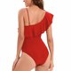 thumbnail image 5 of Trajes de baño de una pieza para mujer, traje de baño de bikini con tirantes y espalda descubierta de color liso para mujer, 5 of 9