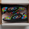 thumbnail image 3 of Autism Shoes Women Men Running Sneakers Autism Awareness Puzzle Print Tennis Walking Shoes Black Size 4.5, 3 of 5