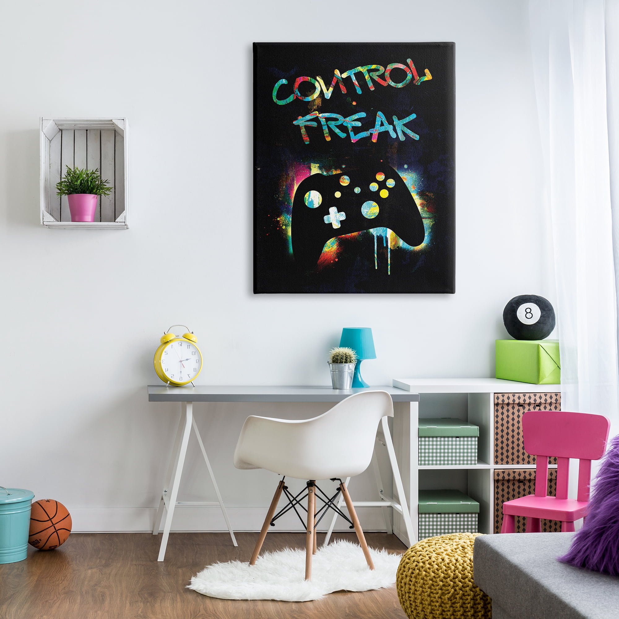 Stupell Industries Control Freak Game Controller Graffiti Street Style Graphic Art Gallery Wrapped Canvas Print Wall Art, Design by Victoria Barnes