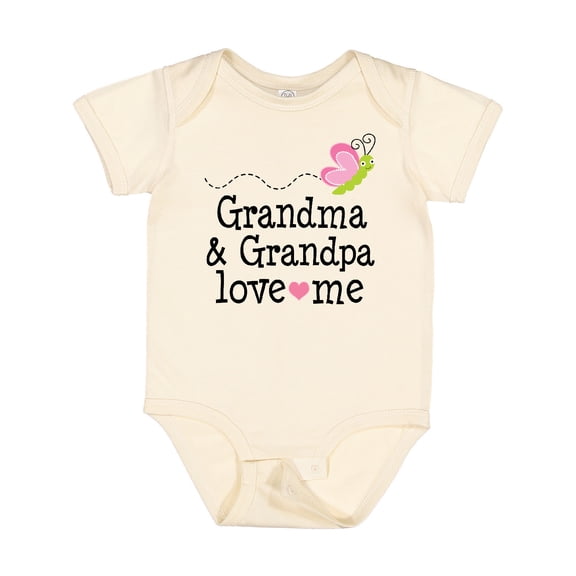 Inktastic Grandma and Grandpa Love Me Granddaughter Butterfly Girls Baby Bodysuit