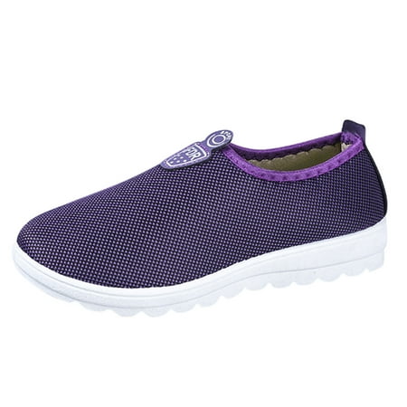 DAETIROS Sneakers Lazy Casual Breathable Sports Flat bottom Solid color Running Womens Shoes Purple Size 5.5