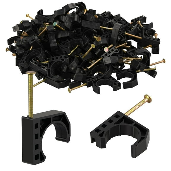 Emlimny 50 Pack 1/2" Half Clamps J-Hook with Nails Set, J Clamps for PEX, Copper, CPVC Tubing Connections