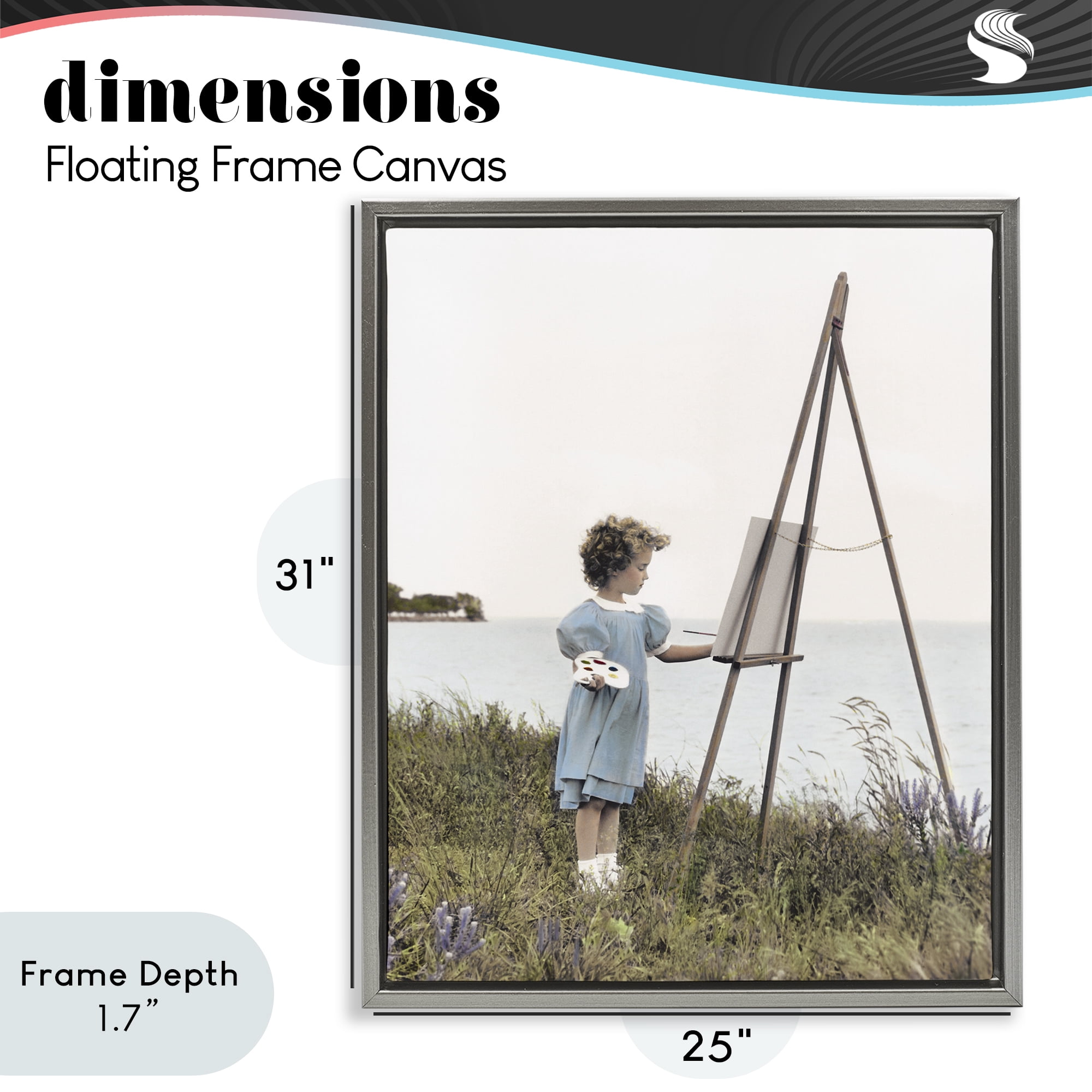 Stupell Industries Child Painting on Easel Gray Framed Floater Canvas Wall Art, design by Kendra Dew