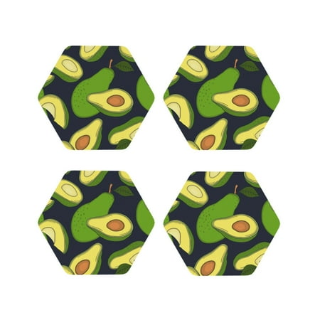 

Tideii Fresh Avocado for Leather Coasters 4 Pieces Anti-fouling and Anti-scalding Decorative Coasters Suitable for Restaurants Kitchens Coffee Shops-Hexagon