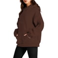 thumbnail image 3 of Sudaderas con Capucha Extragrandes para Mujer, Sudaderas de Forro , Suéteres de Moda para Otoño e Invierno Marrón Oscuro M, 3 of 9