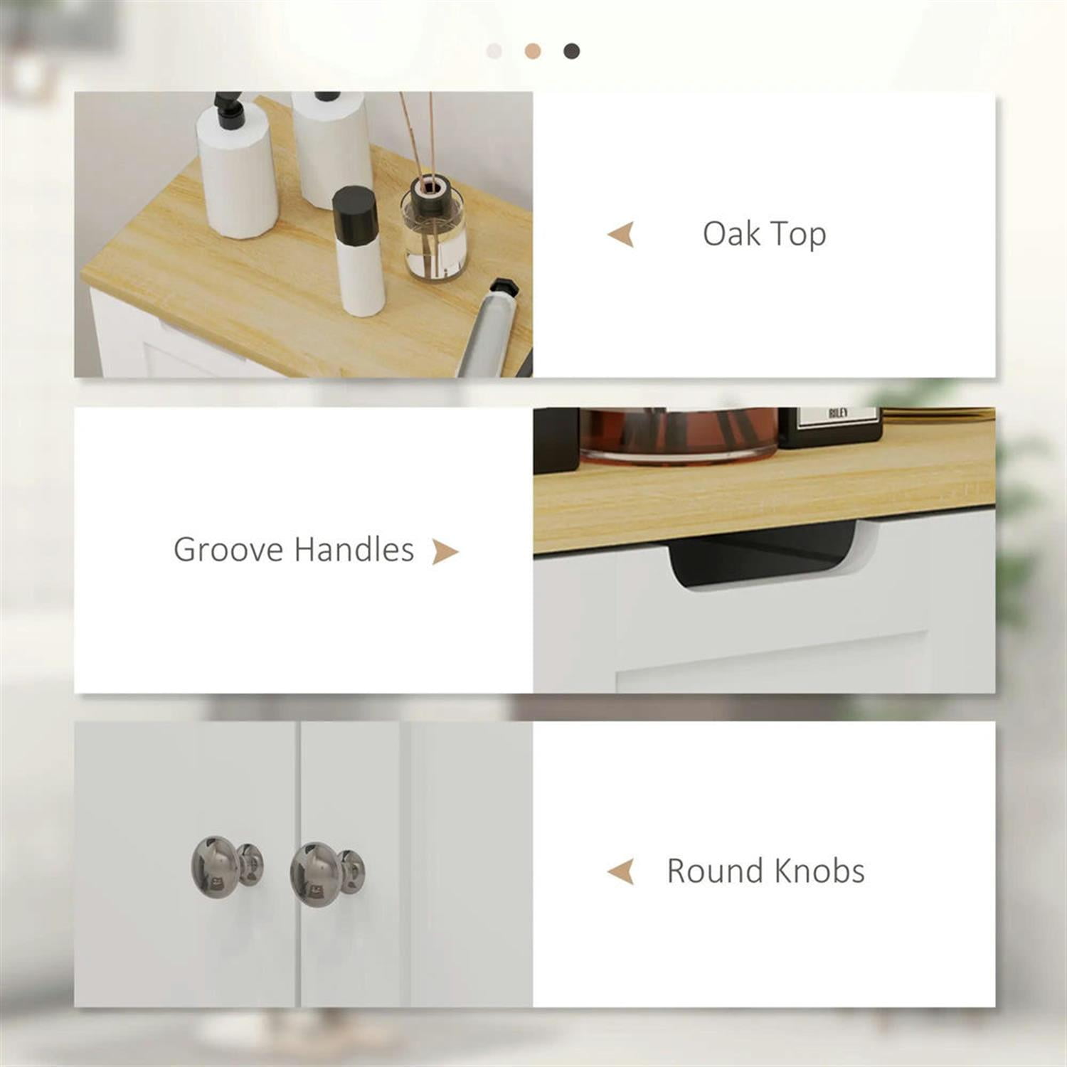 Demi Bonn 43" Bathroom Floor Cabinet, Freestanding Storage Cabinet with Adjustable Shelf and 4 Drawers, for Living room, Entryway, Kitchen, White