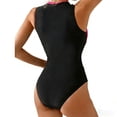 thumbnail image 3 of qelini Tankini Sets Womens Paddad Bra Crew Neck Swimsuit Color Block Swimwear for Summer Beach Vocation, 3 of 5