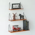 thumbnail image 4 of 1-Tier Wooden Multi-Functional Storage Rack Hanging Wall Storage Holder for Living Room Bedroom Decor - Brown S, 4 of 6