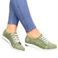thumbnail image 4 of Lovskoo 2024 Women's Lace Up Wedges Sandals Breathable Plus-Size Platform Lace-Up Sandals Green, 4 of 5