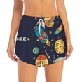 thumbnail image 3 of Uemuo Space Pattern Women's Athletic Shorts High Waisted Running Shorts with Liner Pockets Gym Elastic Workout Shorts-X-Large, 3 of 9