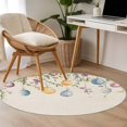 thumbnail image 5 of Round Area Rug 4ft, Easter Eggs Flower on Vintage Linen Non-Slip Non-Shedding Floor Mat, Spring Botanical Washable Sturdy Carpet for Living Room Bedroom Home Decor, 5 of 9