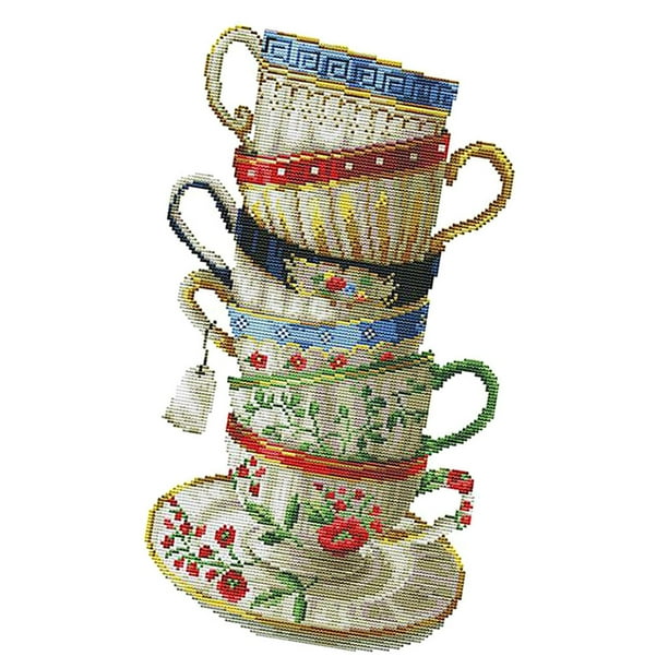 Kit de bordado de taza de café Bordado Imagen de bordado Bordado 28 × 42cm 14CT