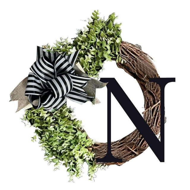 2 Packs 26 Last Name Letters All Year Round Wreaths, For Front Doors, Spring, Fall, Suitable for Wedding Decorations, Home Porches, Farmhouses, Yards, Garden Decorations, Gifts