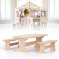 thumbnail image 3 of 1/12 casa de muñecas en miniatura, muebles de madera, mesa, banco, modelo, conjunto de accesorios, banco de mesa, 3 of 7