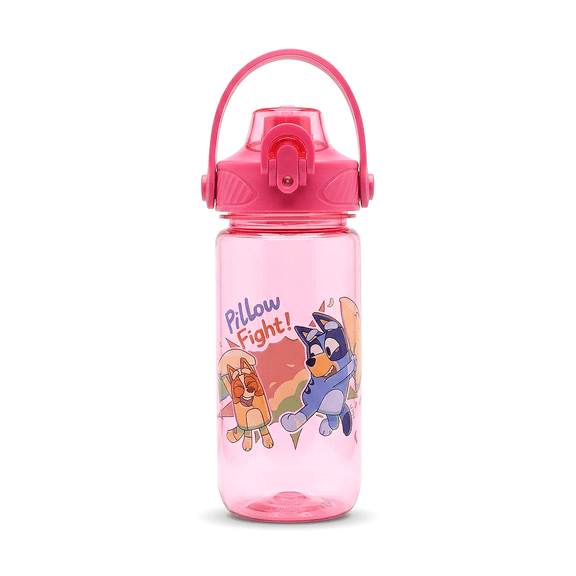 Pink Girls Bluey Water Bottle with Flip-Top Lid – Leakproof BPA-Free Plastic Drink Bottle for School, Travel & Sports – 19oz
