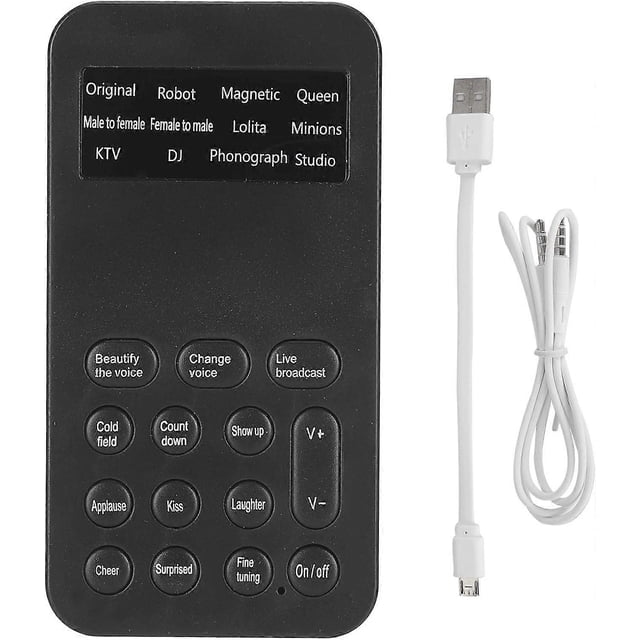 Voice Changer for Broadcast/Gaming, Phone Voice Changer with 12 Sound Effects, Mini Live Broadcast Voice Disguiser for Universal Sound Card for Phone/