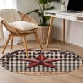 thumbnail image 4 of Texas Star Farmhouse Round Area Rug 4Ft Washable Circle Rugs for Bedroom Dining Room, Rustic Black Plaid Berry Wooden Non-Slip Carpet Floor Mats Indoor Outdoor Carpet Runner Aesthetic Home Decor, 4 of 8