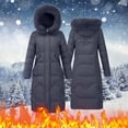 thumbnail image 2 of Vedolay Parka Jacket Women Fashion Coat Jacket Thick-Parka Overcoat Long Winter Outwear Grey,L, 2 of 5