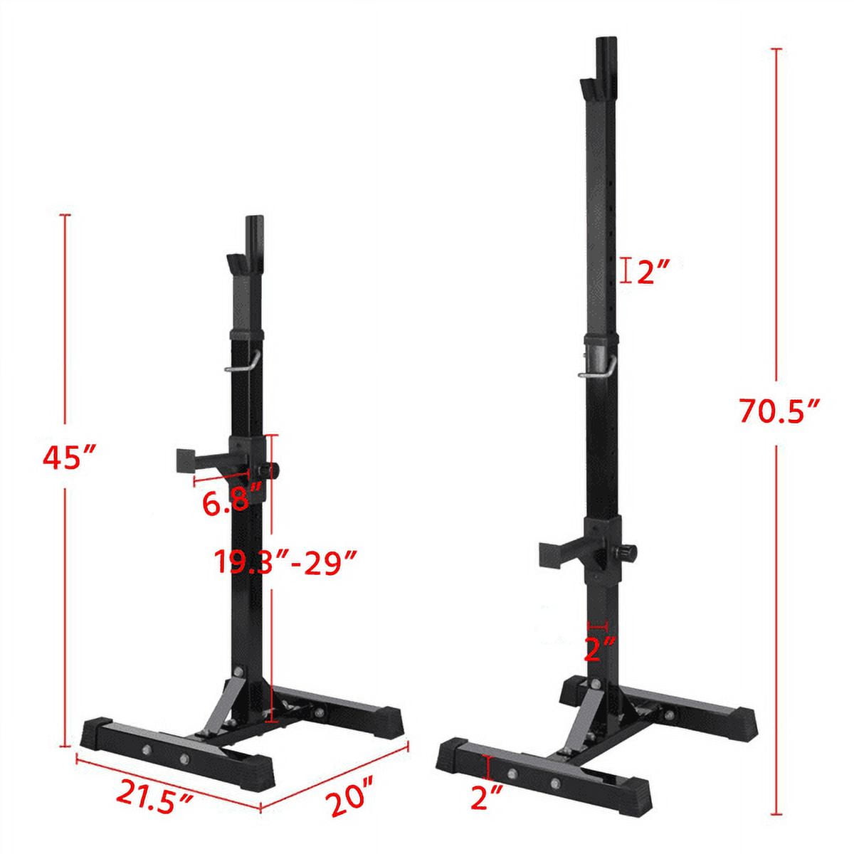 Renwick 2-Piece Adjustable Squat Stand Rack or Barbell Free Press Bench, Black, Weight Bench