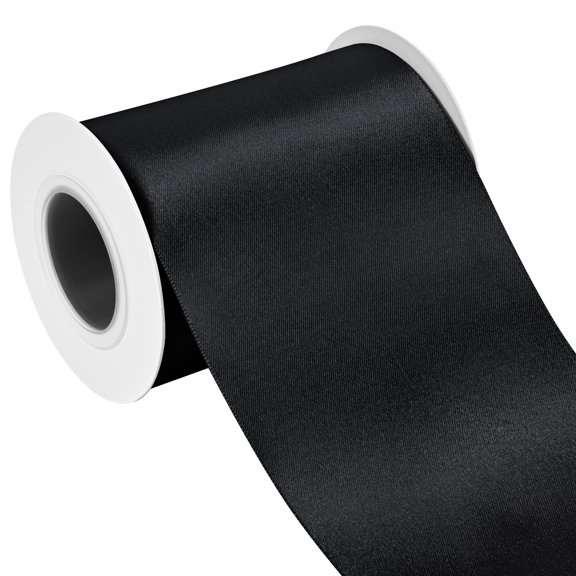Double Face Satin Ribbon 4 inch X 15 Yards Polyester Ivory Ribbon for Gift Wrapping Very Suitable for Weddings Party Hair Bow Invitation Decorations and More Black