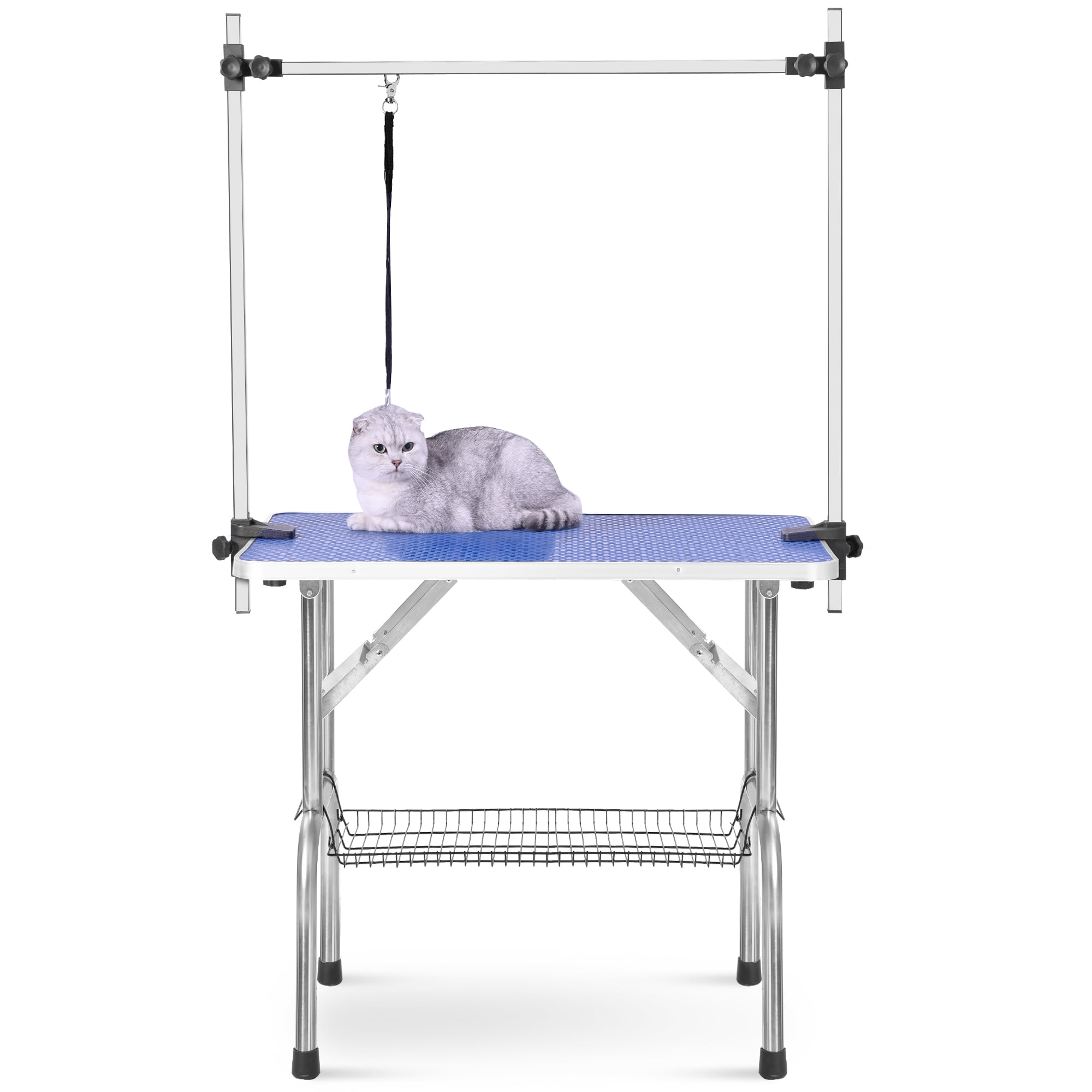 Pefilos 46" Folding Dog Pet Grooming Table for Large Medium Dogs and Cat Professional Portable Trimming Table with Arm/Noose/Mesh Tray, Blue Pefilos 46" Folding Dog Pet Grooming Table for Large Medium Dogs and Cat Professional Portable Trimming Table with Arm/Noose/Mesh Tray, Blue