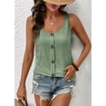 thumbnail image 3 of DOKOTOO Tank Tops for Women Summer Sleeveless Loose Fit Crewneck Tops Button Solid Color Basic Tee, 3 of 8