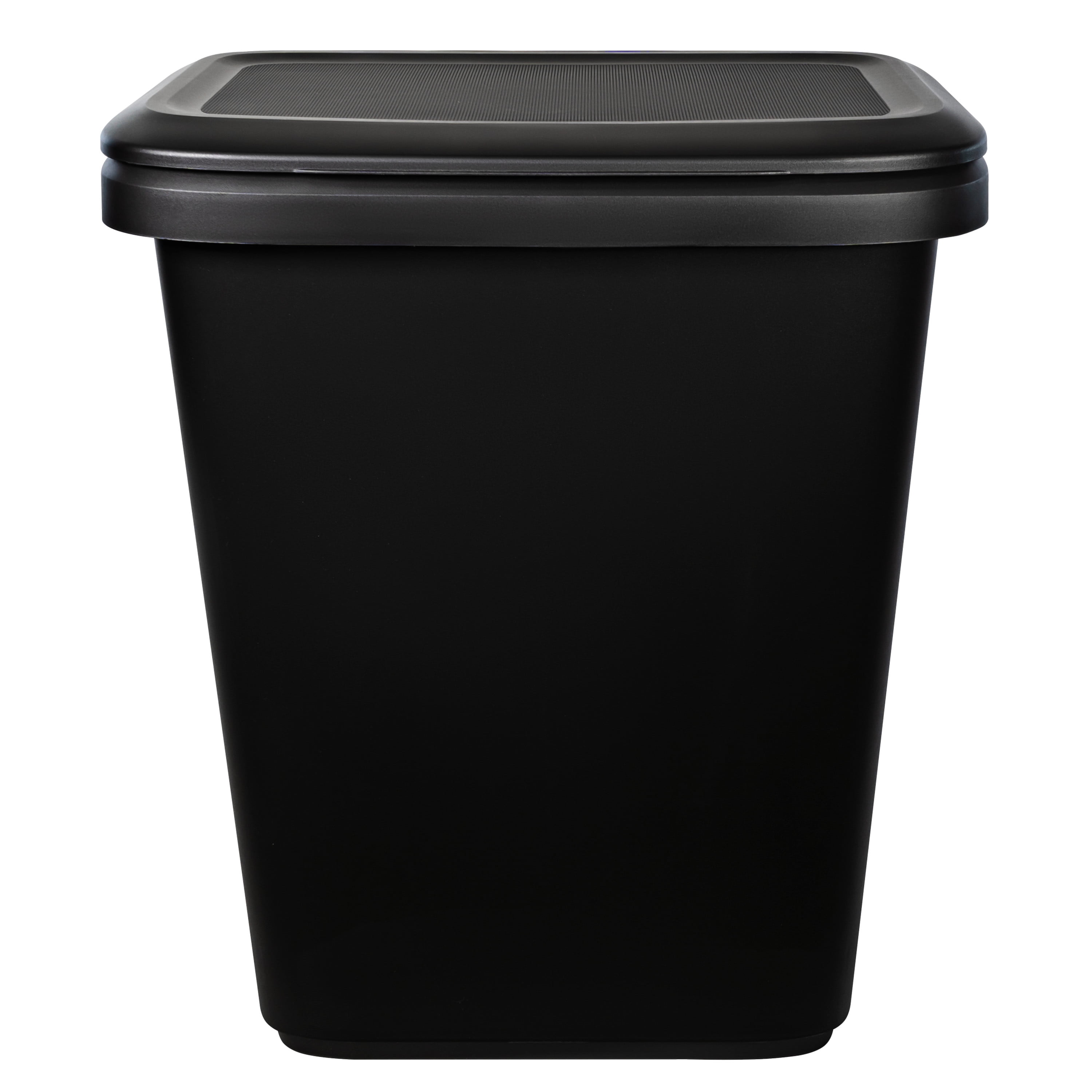 Small Plastic Trash Can Black & 4-Gallon Clear Bin Liners Combo