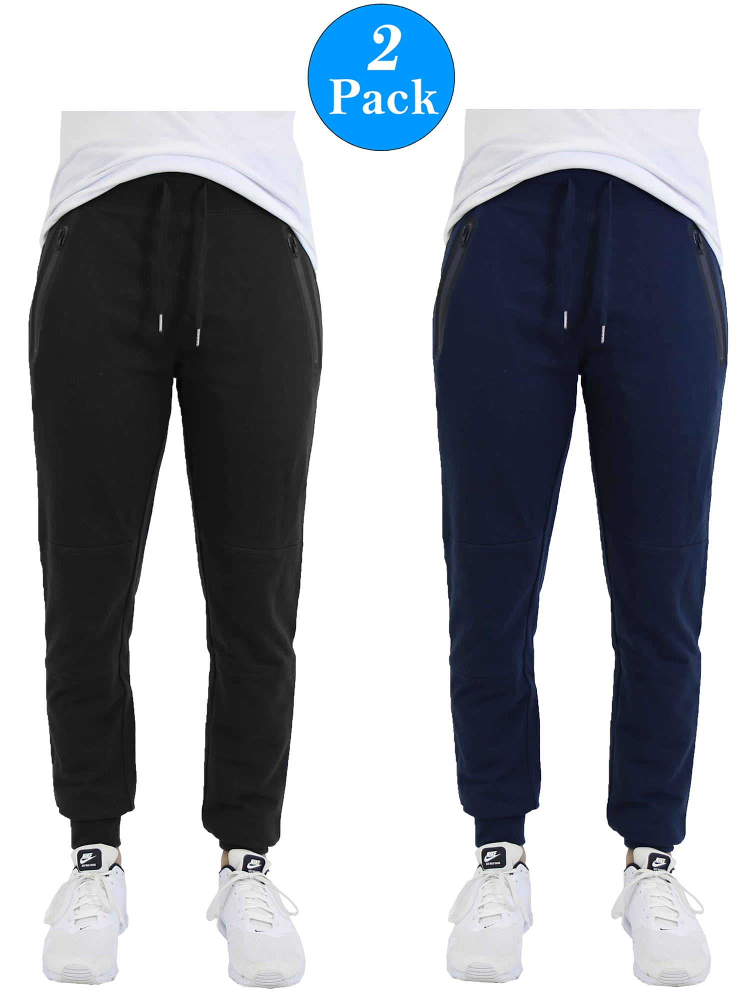 Men's Jogger Sweatpants With Zipper Pockets (2-Pack) - Walmart.com