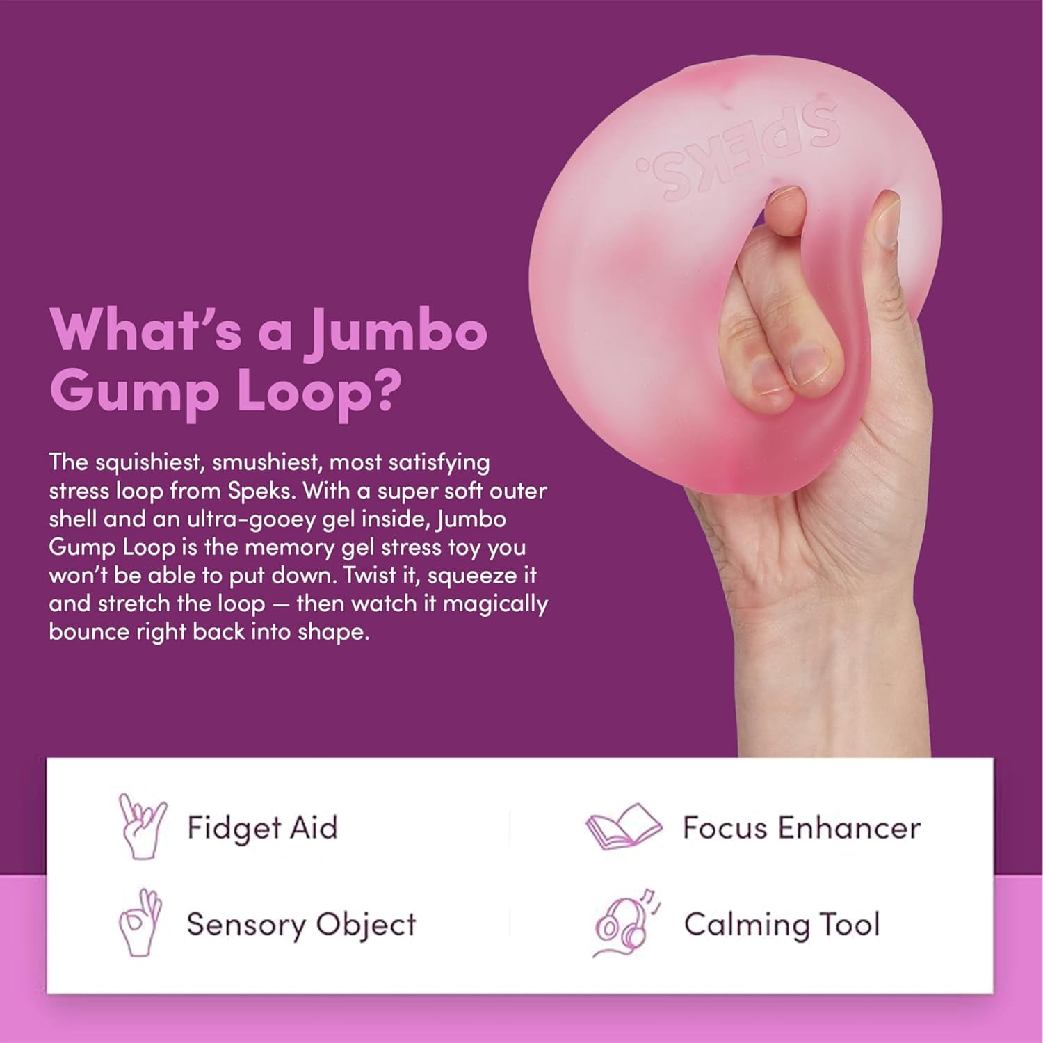 Gump Jumbo Loop Gel-Filled Stress Balls, Squeeze Toys for Adults Stress Relief & Focus (Cyan+Purple)