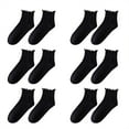 thumbnail image 2 of Black Socks Womens Socks Ruffle Turn Cuff Casual Ankle Socks Breathable Cool Knit Cotton Lettuce Crew Frilly Sock 6 Pairs, 2 of 6
