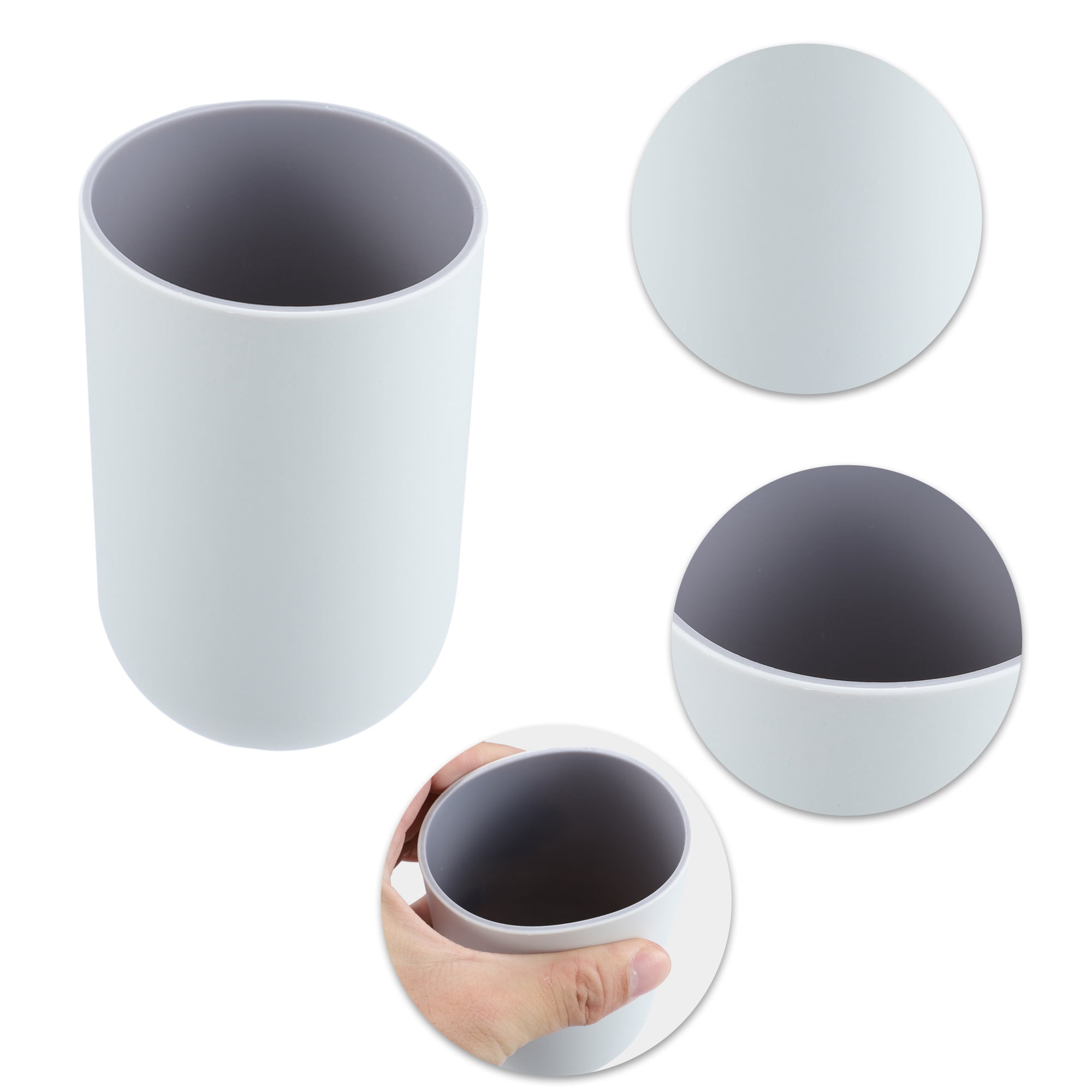 Unique Bargains 2Pcs Bathroom Cups Tumblers Toothbrush Cup 4.33''x2.76'' 350ml Gray