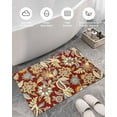 thumbnail image 5 of Shag Bath Rugs Paisley Patterns Vintage Floral Leaves Red Plush Soft Fluffy Doormat Floor Carpet,Non-Slip Living Room Bedroom Kitchen Entryway Door Mats Traditional Eastern Boho Style, 5 of 6