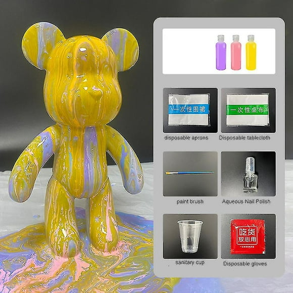 Diy Painting Teddy Bear Violent Bear Fluid Painting Creative Home Decor